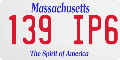 MA license plate 139IP6