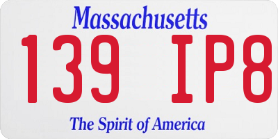 MA license plate 139IP8