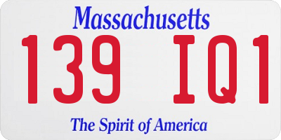 MA license plate 139IQ1
