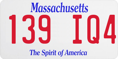 MA license plate 139IQ4