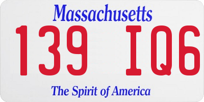 MA license plate 139IQ6