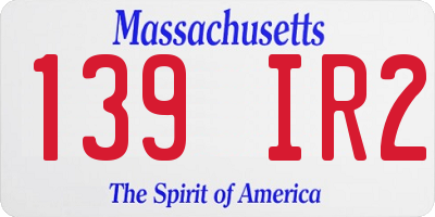 MA license plate 139IR2