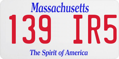 MA license plate 139IR5