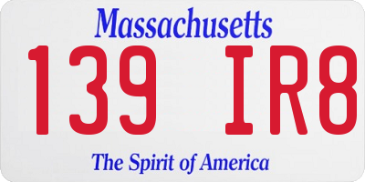 MA license plate 139IR8