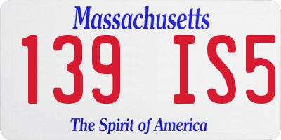 MA license plate 139IS5