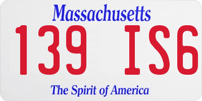 MA license plate 139IS6