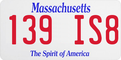 MA license plate 139IS8