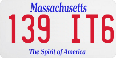 MA license plate 139IT6