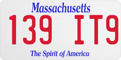 MA license plate 139IT9
