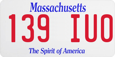 MA license plate 139IU0
