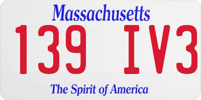 MA license plate 139IV3