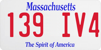 MA license plate 139IV4