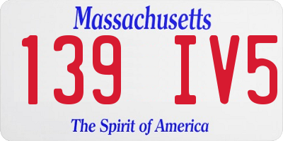 MA license plate 139IV5