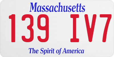 MA license plate 139IV7