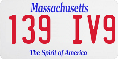 MA license plate 139IV9