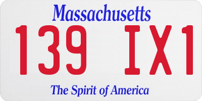 MA license plate 139IX1