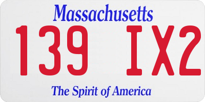 MA license plate 139IX2