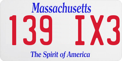 MA license plate 139IX3