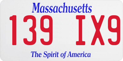 MA license plate 139IX9