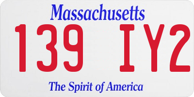 MA license plate 139IY2