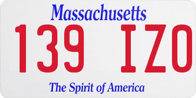 MA license plate 139IZ0