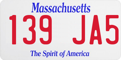 MA license plate 139JA5