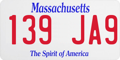 MA license plate 139JA9