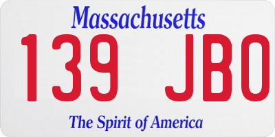 MA license plate 139JB0