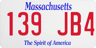 MA license plate 139JB4