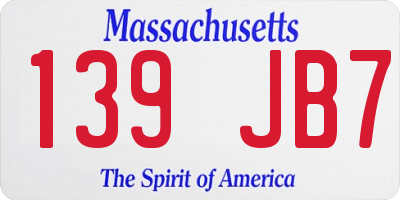 MA license plate 139JB7