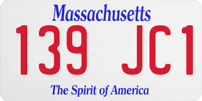 MA license plate 139JC1
