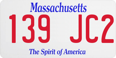 MA license plate 139JC2