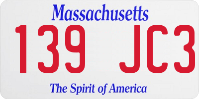 MA license plate 139JC3