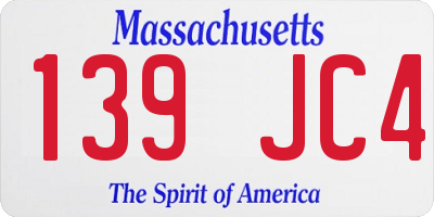 MA license plate 139JC4