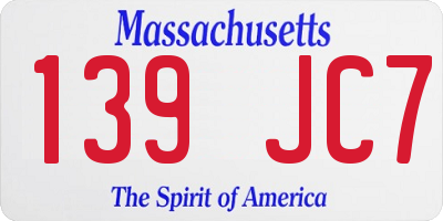 MA license plate 139JC7