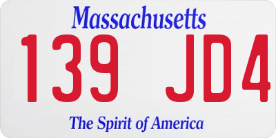 MA license plate 139JD4