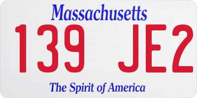 MA license plate 139JE2
