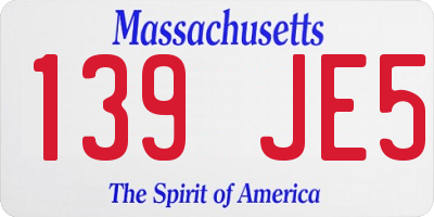 MA license plate 139JE5