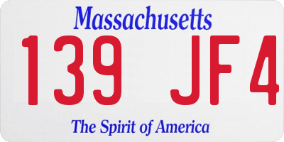 MA license plate 139JF4