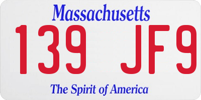 MA license plate 139JF9