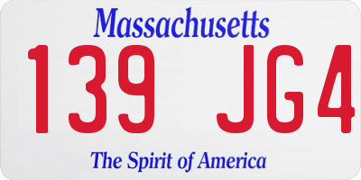 MA license plate 139JG4
