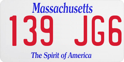MA license plate 139JG6