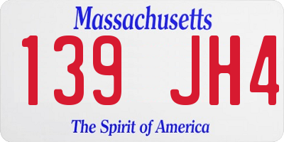 MA license plate 139JH4