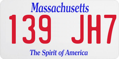 MA license plate 139JH7