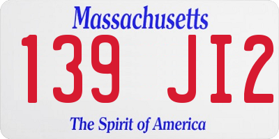 MA license plate 139JI2