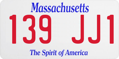 MA license plate 139JJ1