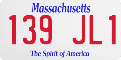 MA license plate 139JL1
