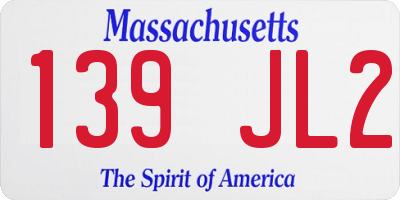 MA license plate 139JL2