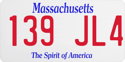 MA license plate 139JL4