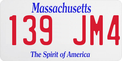MA license plate 139JM4